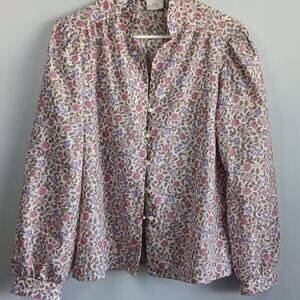 EUC Donnkenny Floral Button-Down Blouse Size 14